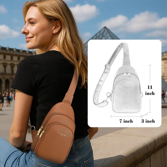 Vegan Leather Crossbody Sling Bag Small Travel Purse for Women and Teen - Picture 2 of 7